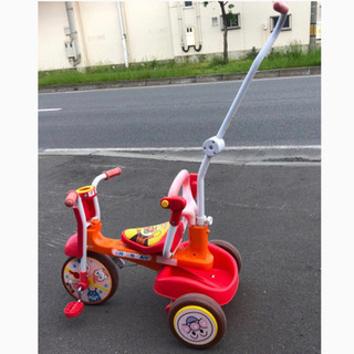 🌈アンパンマン‼️🌈乗用玩具　幼児用三輪車　補助棒あり🚚無料配送🚚の画像