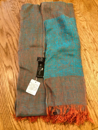 【未使用】美品　エトロ　ストール エトロ ETRO シルク シフォン ロイヤルブルーに「牡丹 ぼたん」大判 