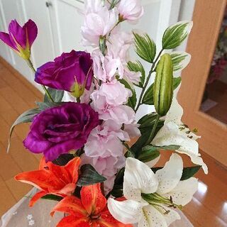 仏花   百合とデルフィニウム
