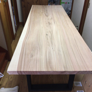 値下げ☆ 激安 225cm×74cm 一枚板ダイニングテーブル の画像