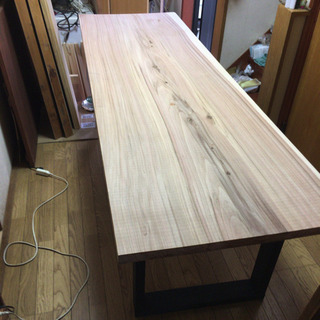 値下げ☆ 激安 225cm×74cm 一枚板ダイニングテーブル の画像