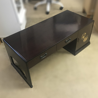 文机 螺鈿蒔絵 片袖文机 桐抽斗 木製 デスク ワークデスク 学習机