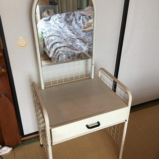 7/19(日)まで 引出し付 ドレッサー ウッド/パイプ ホワイト