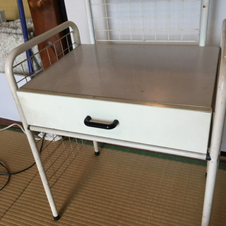 7/19(日)まで 引出し付 ドレッサー ウッド/パイプ ホワイトの画像