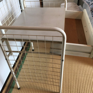 7/19(日)まで 引出し付 ドレッサー ウッド/パイプ ホワイトの画像