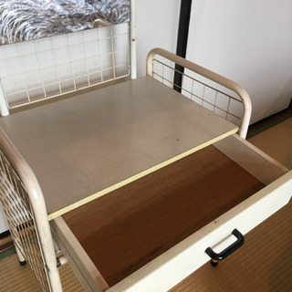 7/19(日)まで 引出し付 ドレッサー ウッド/パイプ ホワイトの画像