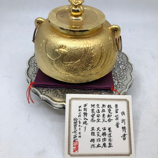 開運　黄金茶釜　金　置物　