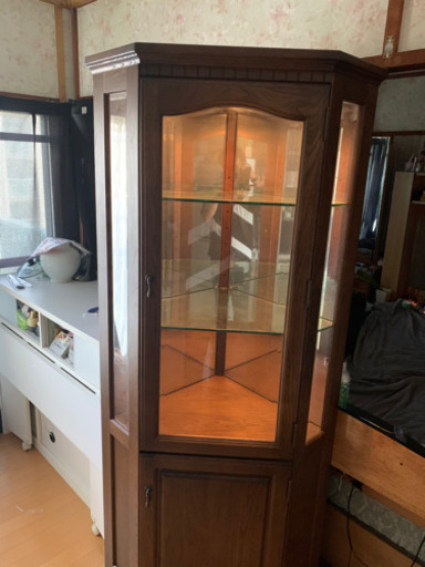 ガラス仕切りのコレクター化粧棚