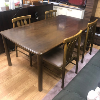 リサイクルサービス八光 田上店 配達・設置OK】ダークブラウン 4人掛け