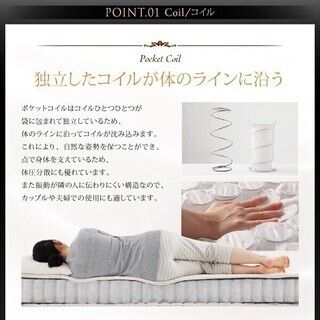 9月18日再入荷　未使用訳あり　厚さ23センチ　ホテルプレミアム　両面ポケットコイルマットレス　セミシングル　シングル　セミダブル　ダブル　クイーン　キング　ホワイト　ブラック　③の画像