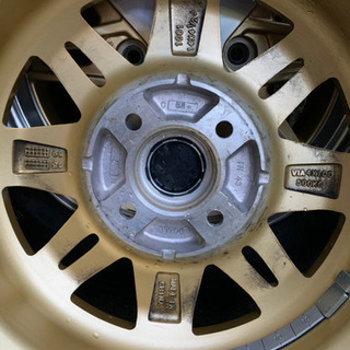 中古のアルミホイール【Algernon FENICE RX2 14インチ 4.5J +43 4H PCD100 】4本セット価格 フェニーチェ ゴールド ポリッシュ 旧車カスタムの画像