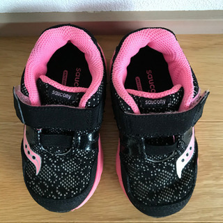 SAUCONY サッカニー 13cmキッズスニーカー　ST56909 黒×ピンク　ベビーの画像