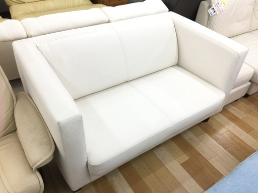 二人掛けボックスソファ　フェイクレザー【岸和田店】