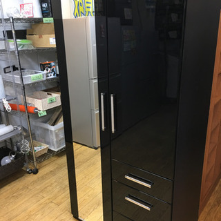 アーバンStyle ミラー付き クローゼット ワードローブ  黒