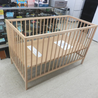 木製ベビーベッド 124×66×80 イケア ナチュラル シンプ...