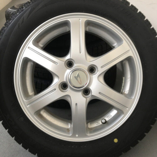 値下げ‼️ブリヂストンVRX155/65R14バリ山イボあり2019年製ダイハツ純正アルミホイール付4本セット14×4.5J +45ス