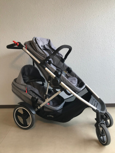 二人乗りベビーカー　フィルアンドテッズ  縦型　レインカバー 付き