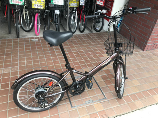20インチ　外装6段変速　かご付き折り畳み自転車　