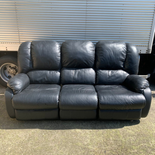 3人がけ リクライニング付き ソファー メーカー不明 レザー