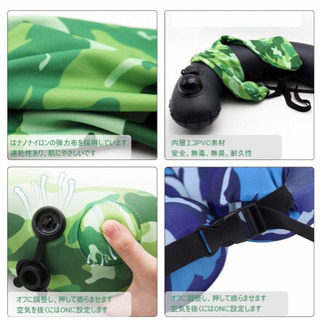 お譲り先決まりました。新品未使用、浮き輪 調節可能 多機能 携帯用 U型まくらの画像