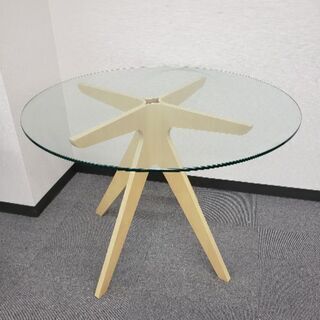 ガラス丸テーブル