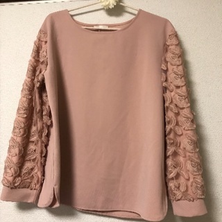 ピンク🎵レース花柄袖🎵Lサイズ🎵