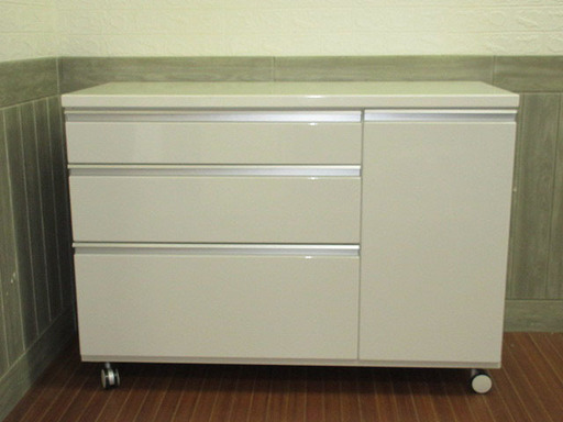 stp-0311　キッチンカウンター　幅119　ホワイト　食器棚　カウンターキッチン　作業台　家電収納　レンジボード　レンジ台　キッチンボード　白　キッチン収納　ニトリ