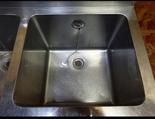 (4865-015)業務用 ステンレス 二槽シンク W900D450H850BG130 流し台 中古品 厨房機器 飲食店 店舗