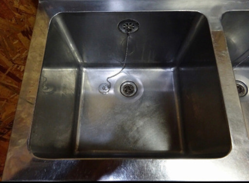(4865-015)業務用 ステンレス 二槽シンク W900D450H850BG130 流し台 中古品 厨房機器 飲食店 店舗
