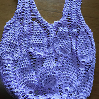 ハンドメイド 編み込みバッグ Mサイズむらさき