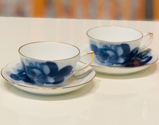 値下‼️未使用品✨大倉陶園 カップ&ソーサーペアセット✨ブルーローズ