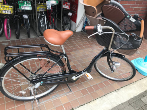 フロント子供乗せ付き3人乗り自転車　日本製　前22後26インチ　内装３段変速　ledオートライ付き　ブラック