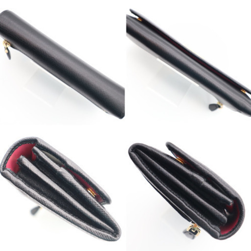 《PRADA/サフィアーノ 長財布》Aランク カードケース付 ブラック 極美品