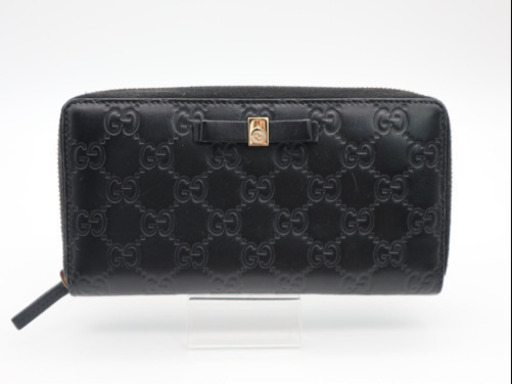 《GUCCI/グッチシマ ラウンドファスナー 》ABランク ブラック 美品