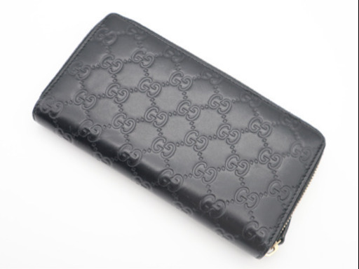 《GUCCI/グッチシマ ラウンドファスナー 》ABランク ブラック 美品