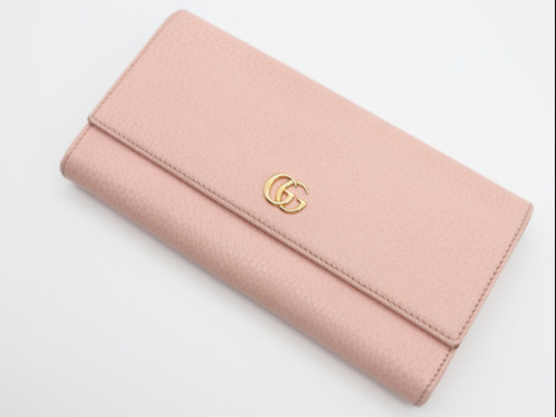 《GUCCI/マーモント ロングウォレット》ABランク 456116 ピンク 箱