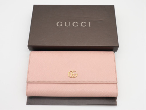 《GUCCI/マーモント ロングウォレット》ABランク 456116 ピンク 箱