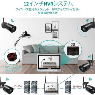 新品未使用 防犯カメラセット ワイヤレスネットカメラ 1TBHDD内蔵 4台