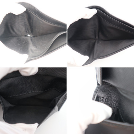 《PRADA/サフィアーノ 二つ折り 財布》ブラック  ロゴ Bランク 箱 冊子