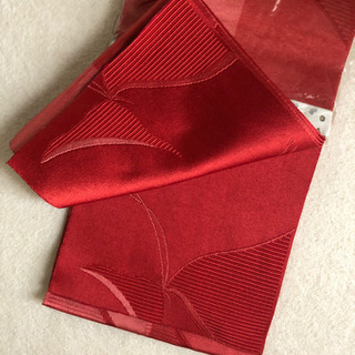 ほぼ新品❤️高級半巾帯　朱色❤️の画像