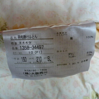 羽根ふとん　2組（布団カバーなし)の画像