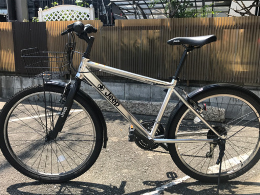 クロスバイクjeep 　カゴ付き　自転車　26インチ　18段変速
