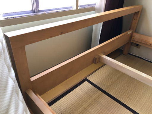 無印良品 タモ材ダブルベッド + IKEAのマットレス付き