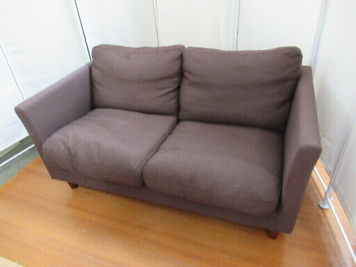 J1384/ソファ/2人掛け/ブラウン/中古品/