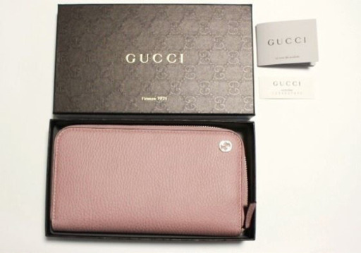 【グッチ】【専用箱付き】GUCCI ラウンドファスナー長財布　ソフトピンク