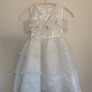 結婚式発表会パーティー用　ホワイトドレス120  &   カチュ...