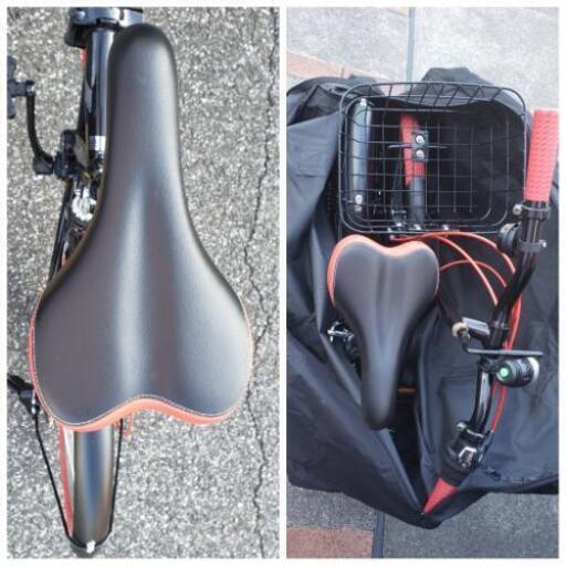 《取引中！》【美品】折り畳み自転車　20インチ　6段変速　ライト　ワイヤーロック　かご付き