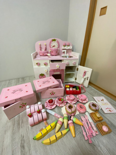 マザーガーデン ストロベリーキッチン 木のおままごとセット一式