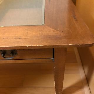 【値下げ致しました】アンティーク風　ローテーブル　ガラステーブルの画像
