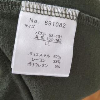 サスペンダー付スカート膝丈★カーキ色ＬＬサイズの画像